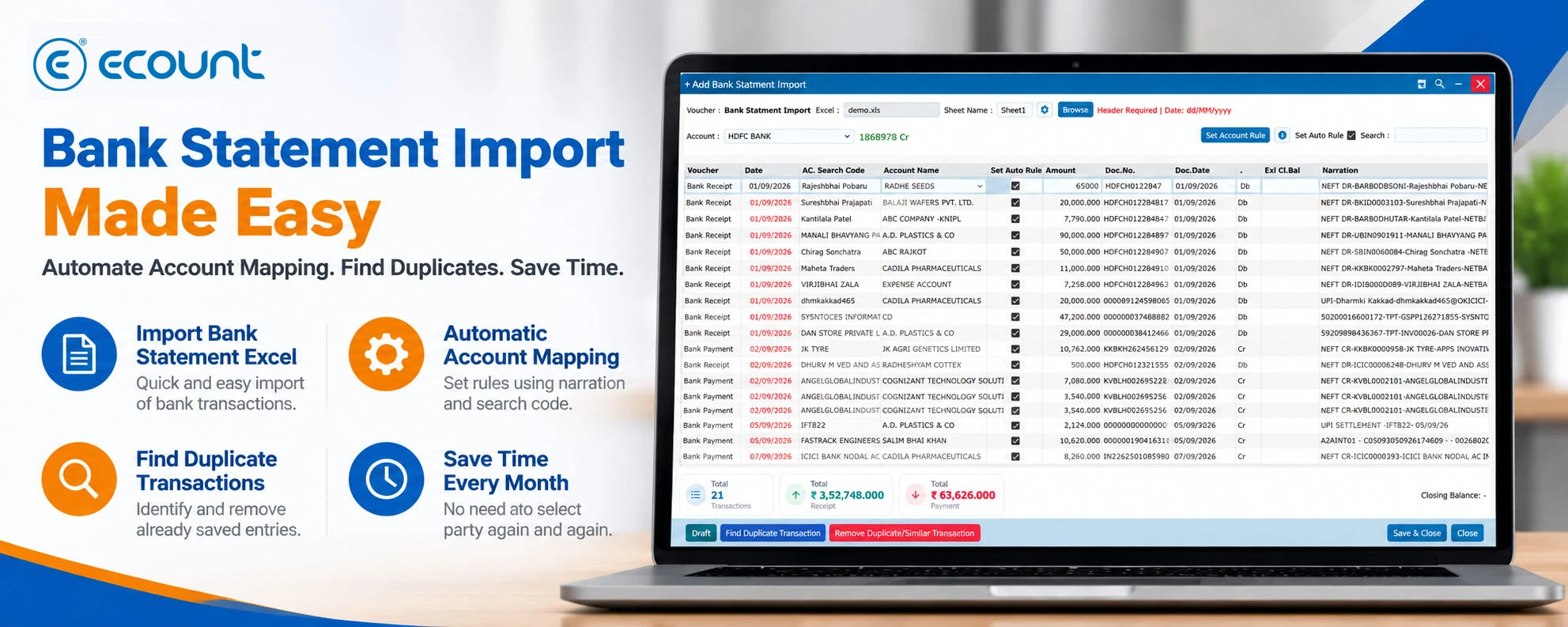 Bank Statement Import Software: Automate Bank Entries and Save Time with eCount