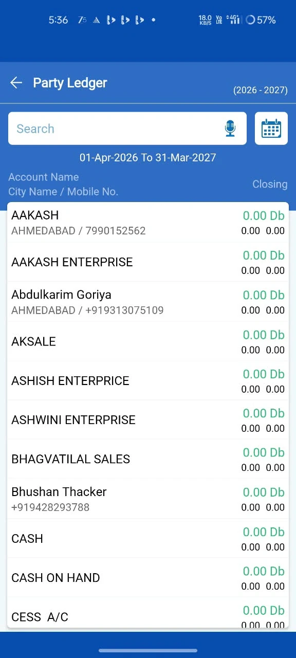 Party Ledger on Order App