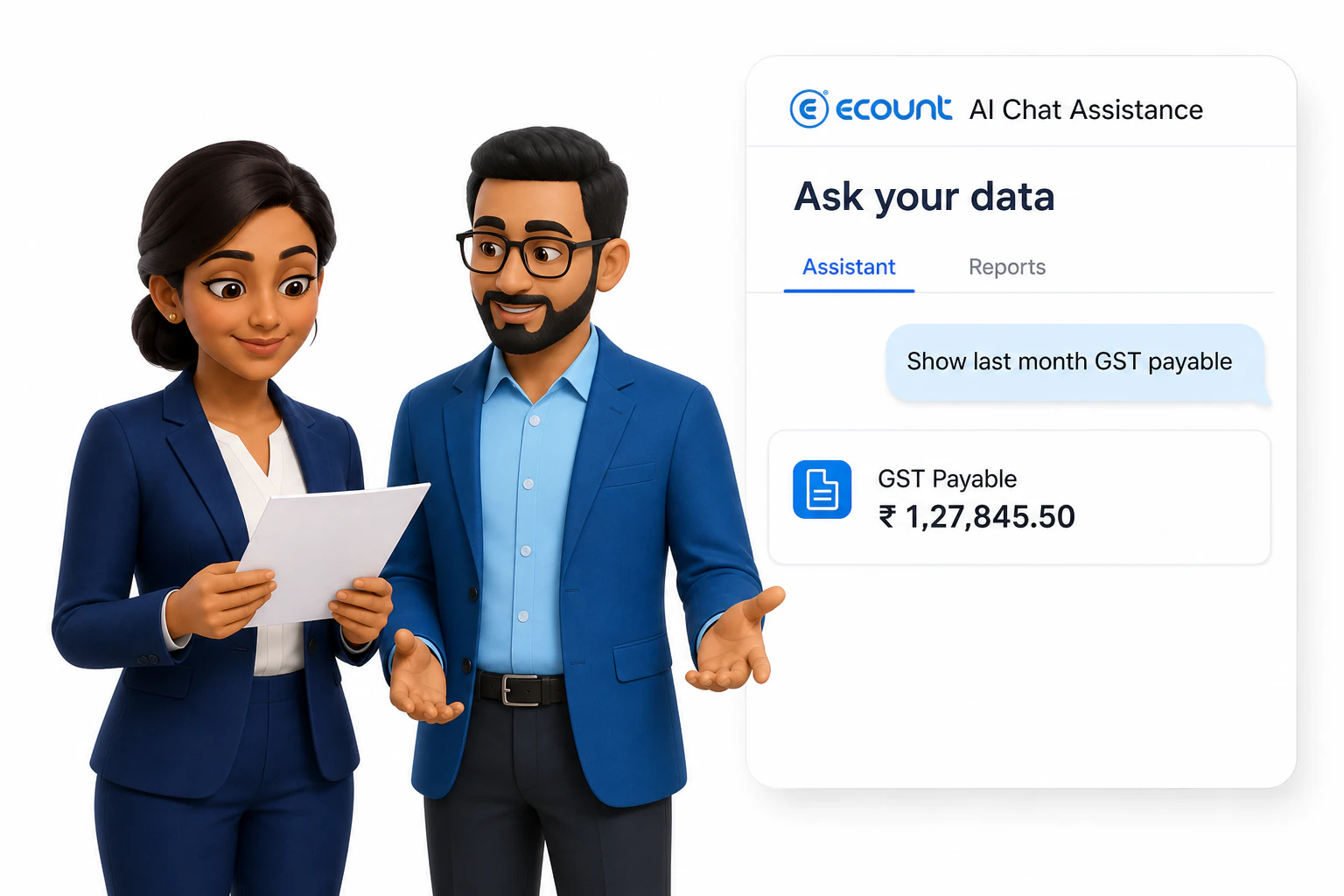 eCount AI Chat Assistance — get business reports by asking