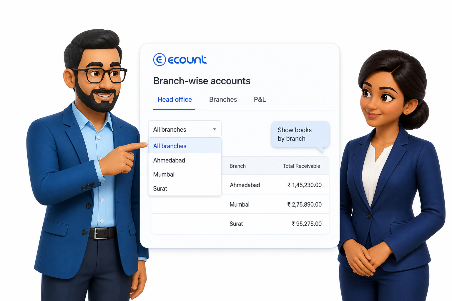 eCount branch-wise accounts