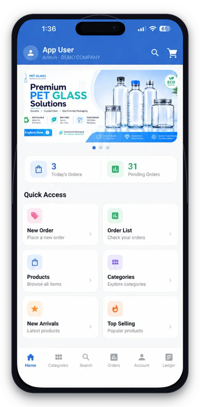 Order App Dashboard Preview