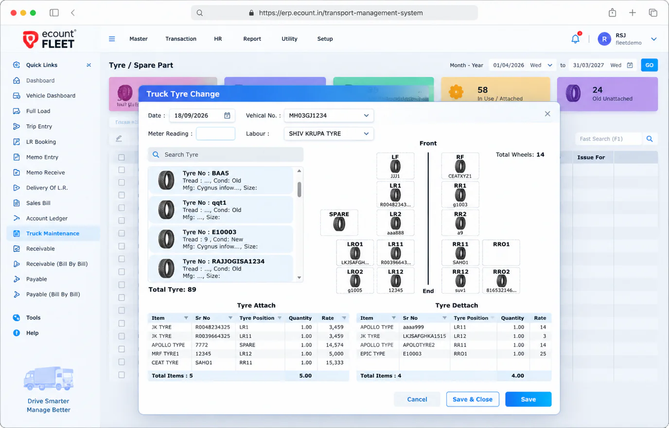 eCount Fleet & Route Management dashboard